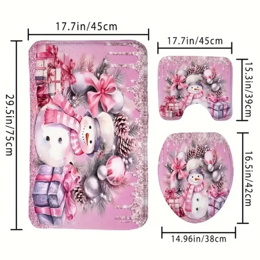 4pc Pink Snowman Bathroom Set NWT